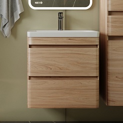 Style Line Тумба с раковиной подвесная Атлантика 60, Люкс ясень перламутр, PLUS – фотография-2